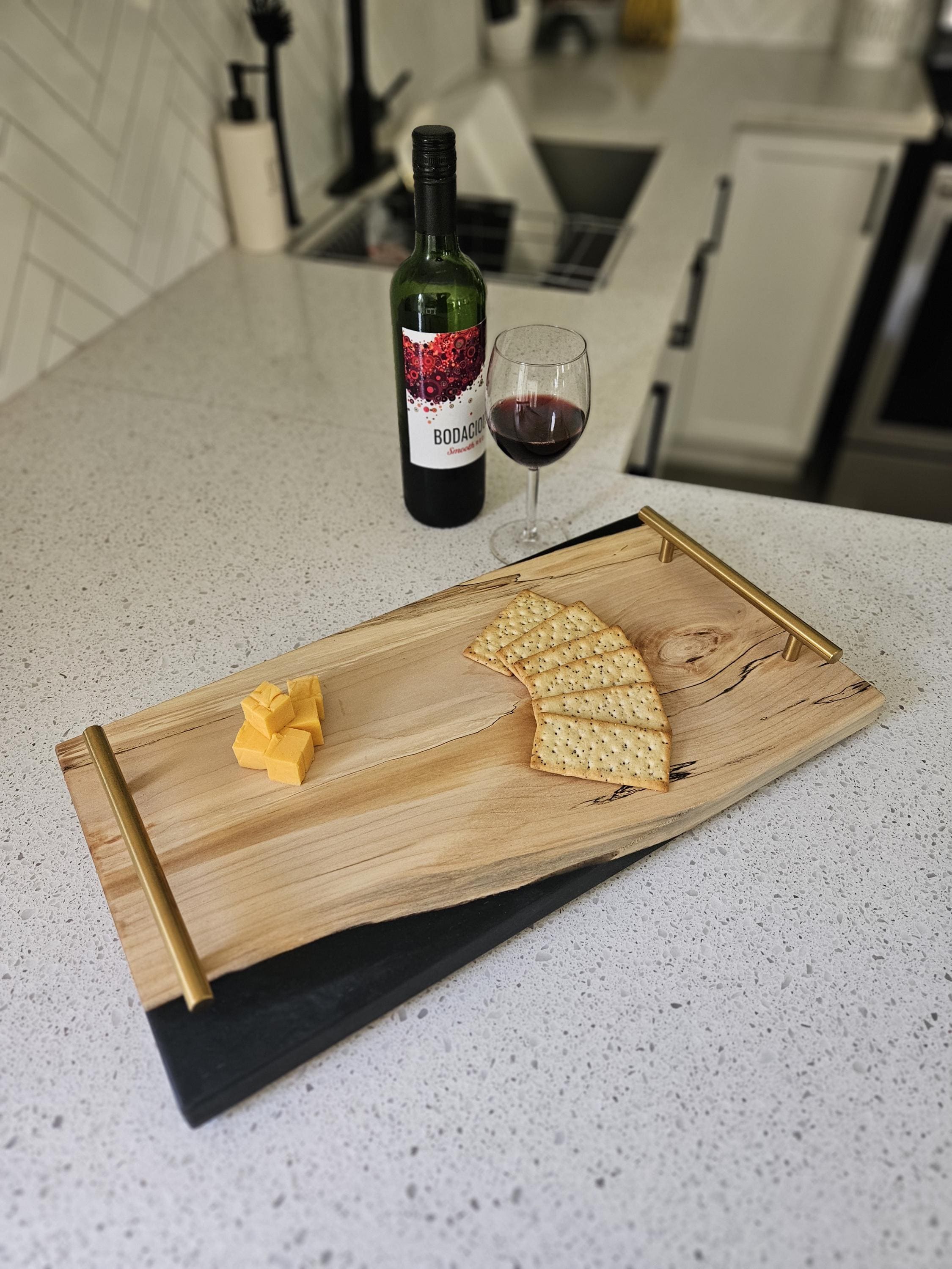 Charcuterie Board With Resin Serving Tray Maple Live Edge With Epoxy Charcuterie Tray