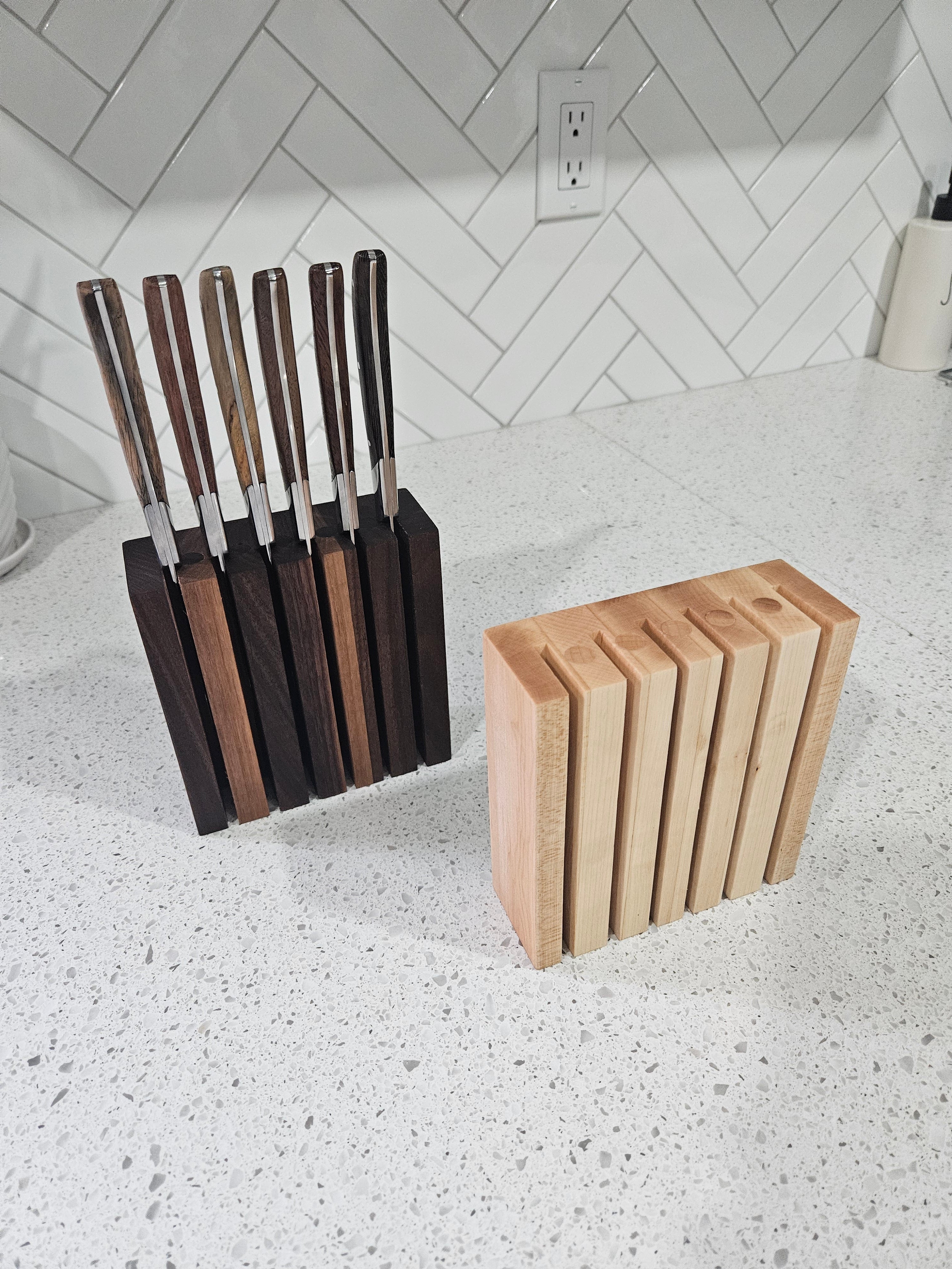 Walnut Steak Knives Magnetic Block