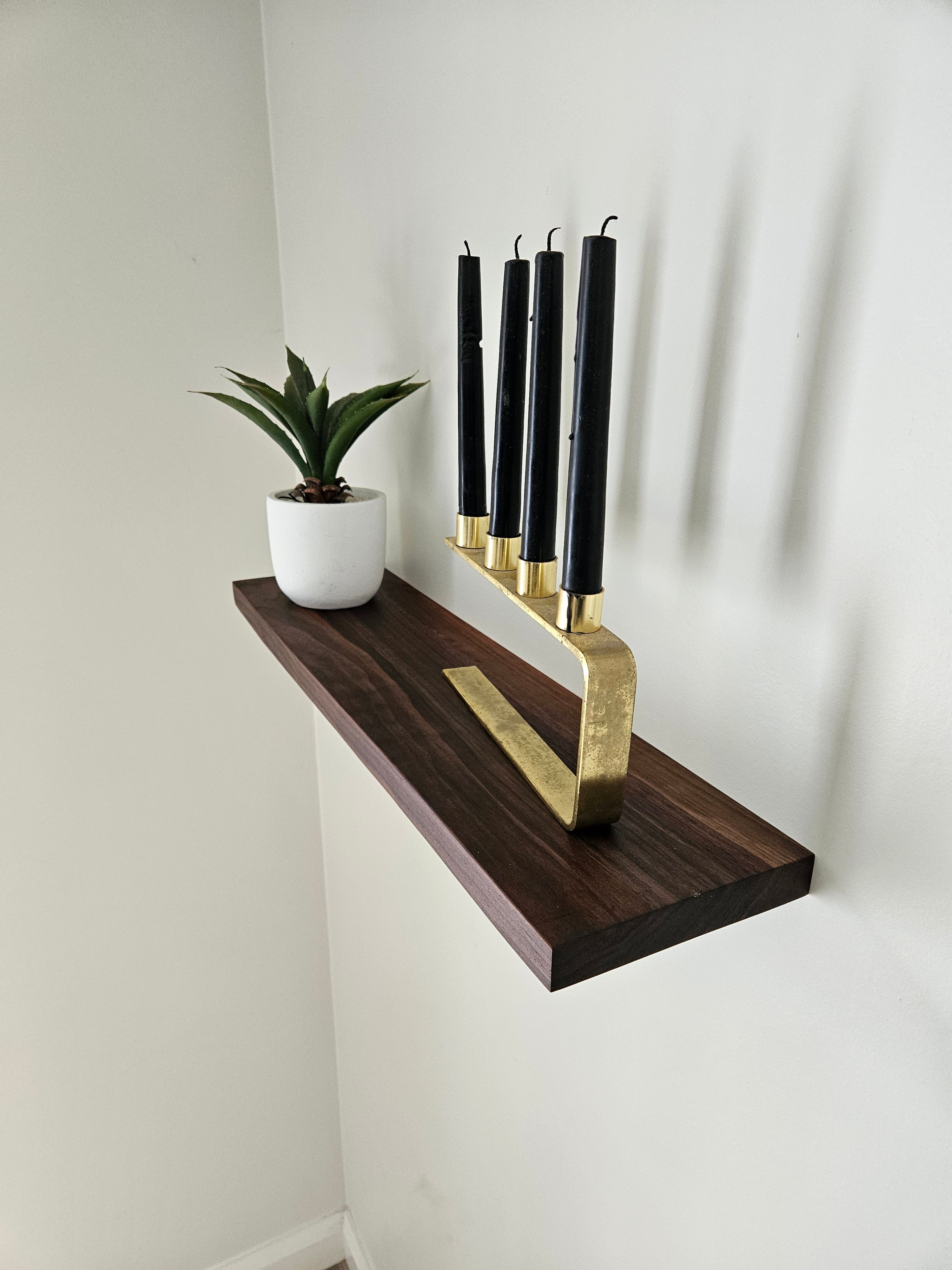 Walnut Wood Floating Shelves