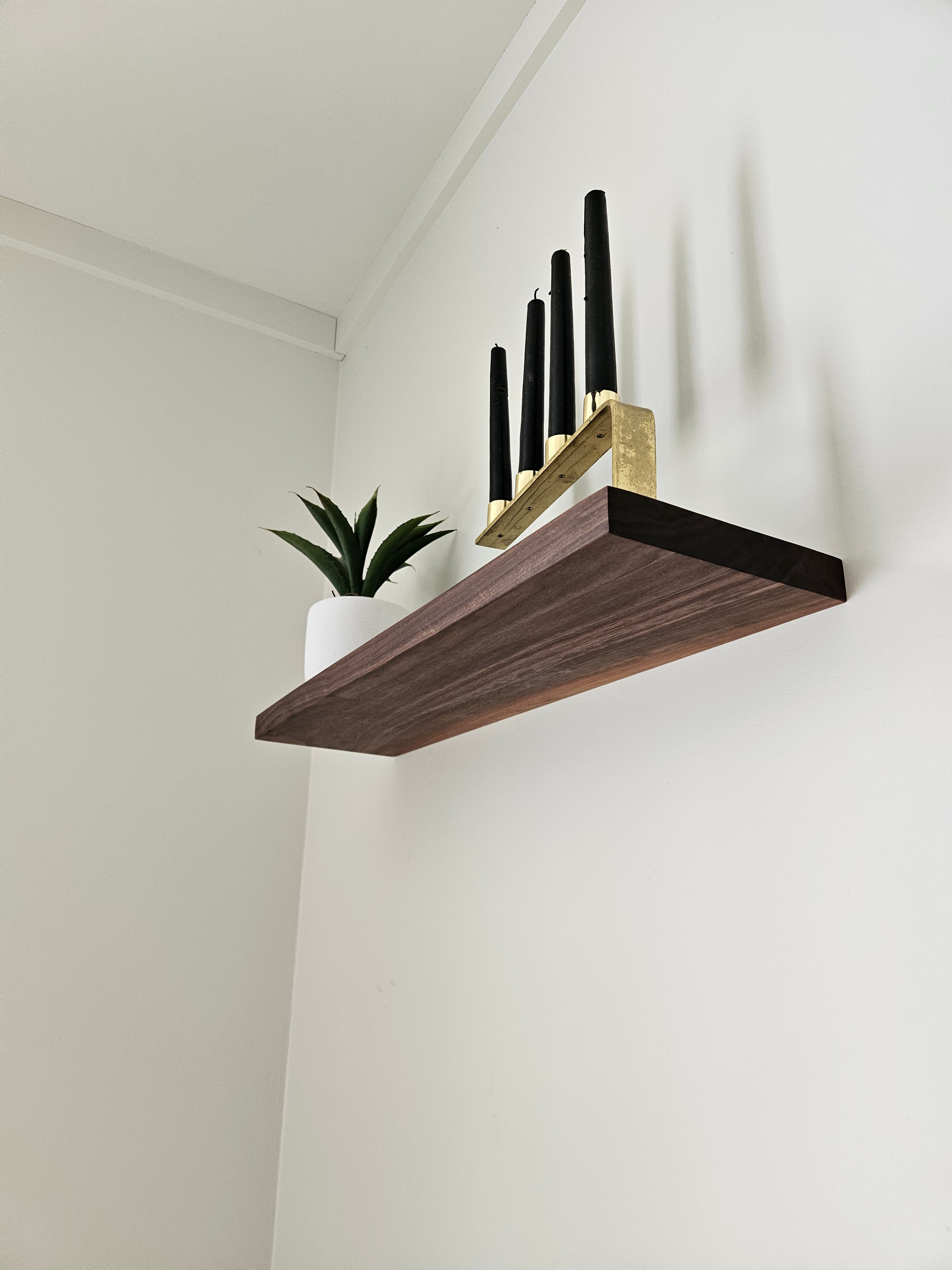 Walnut Wood Floating Shelves