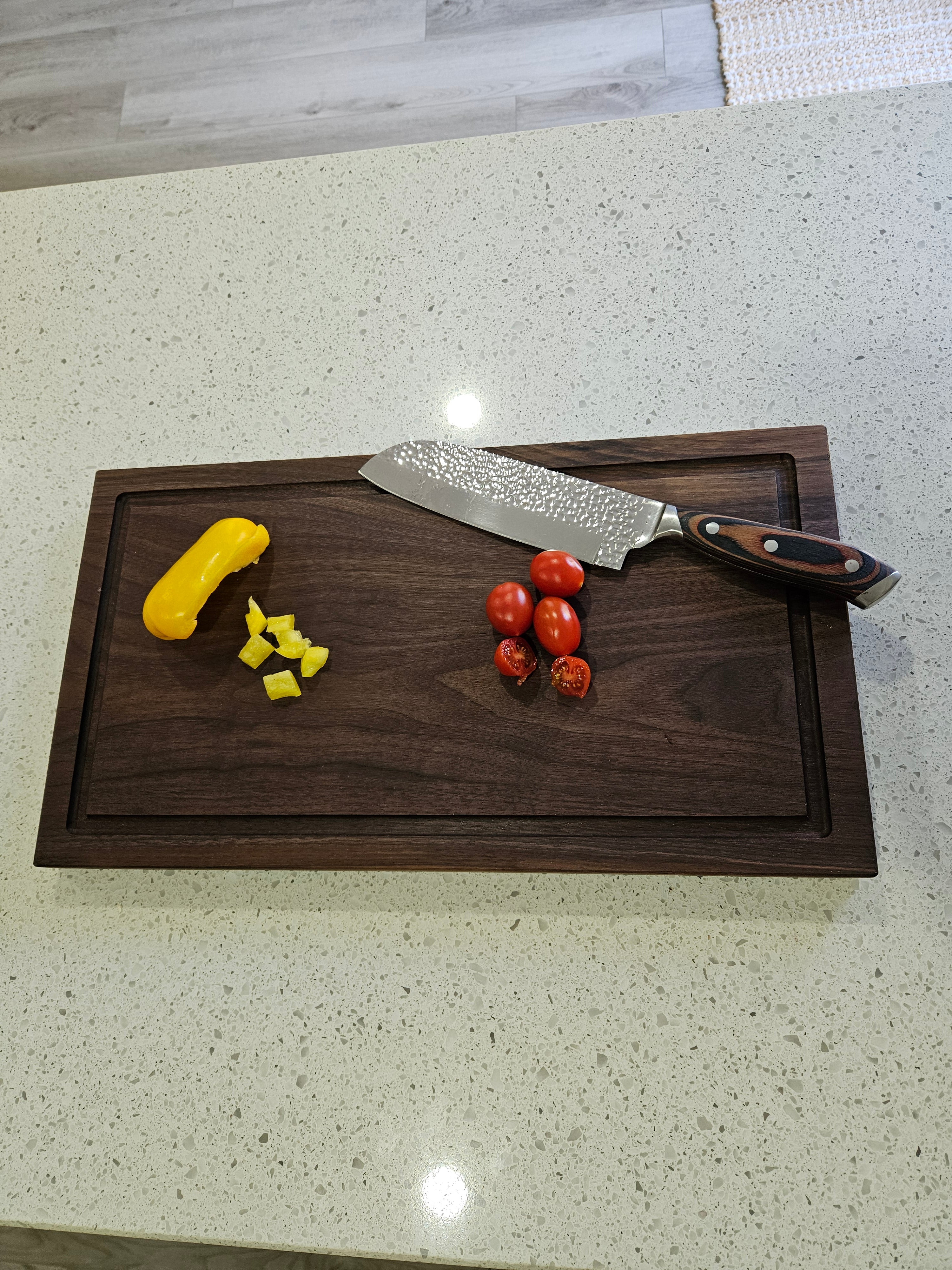 Walnut Wood Cutting Board with Juice Groove Handmade Butcher Block