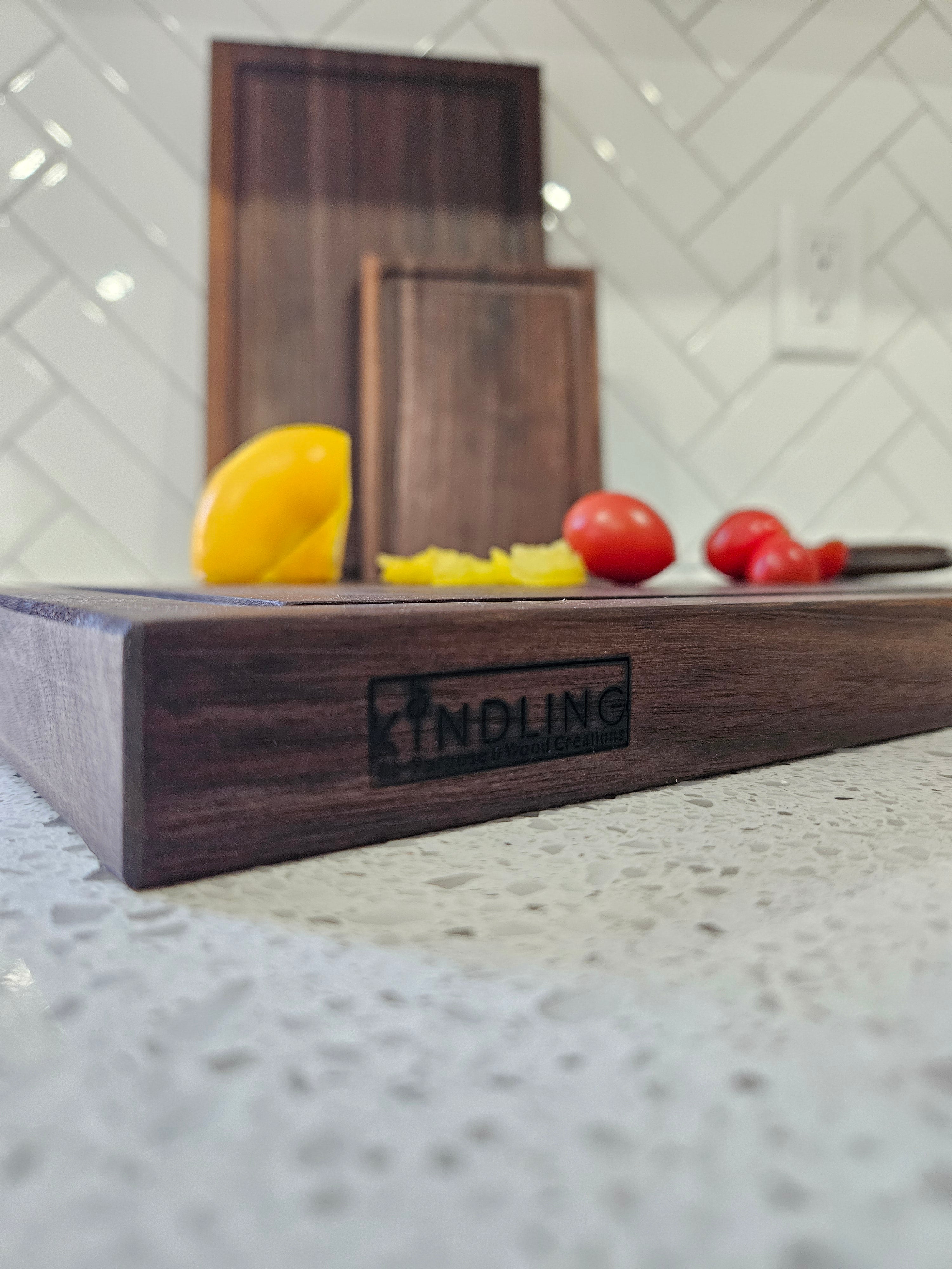 Walnut Wood Cutting Board with Juice Groove Handmade Butcher Block