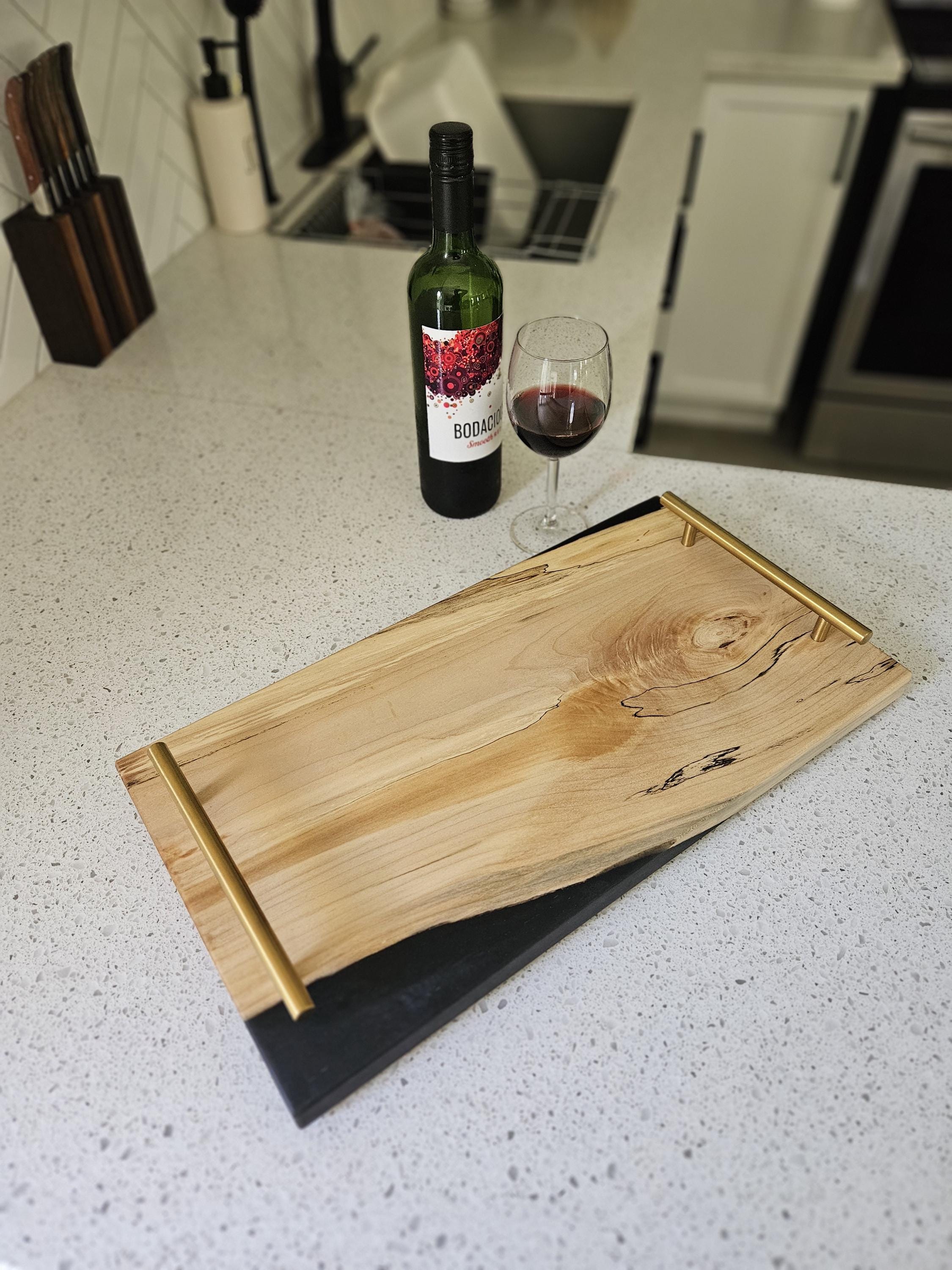 Charcuterie Board With Resin Serving Tray Maple Live Edge With Epoxy Charcuterie Tray