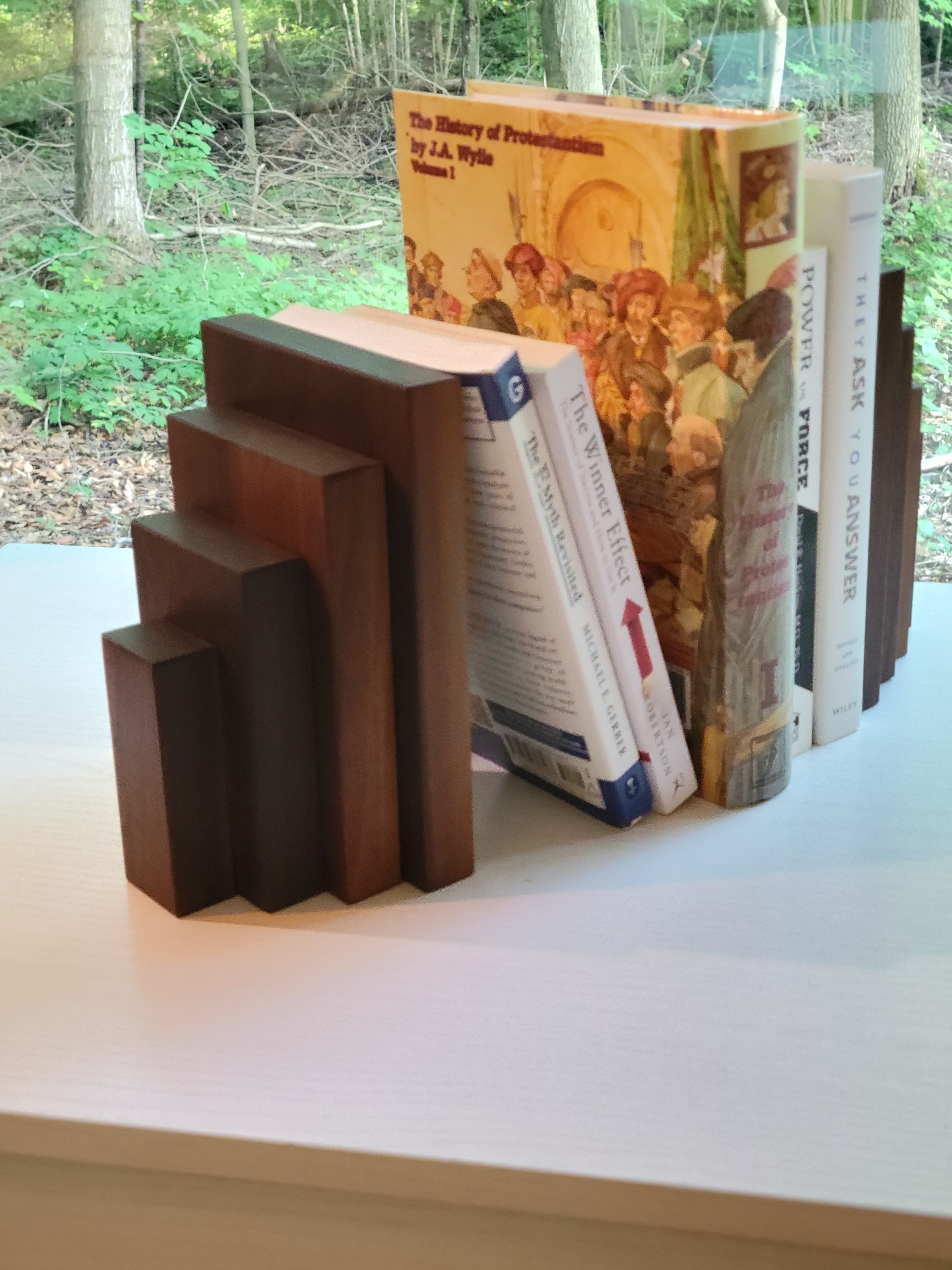 Walnut Wood Bookend Set Handmade Solid Wood Shelf Decor