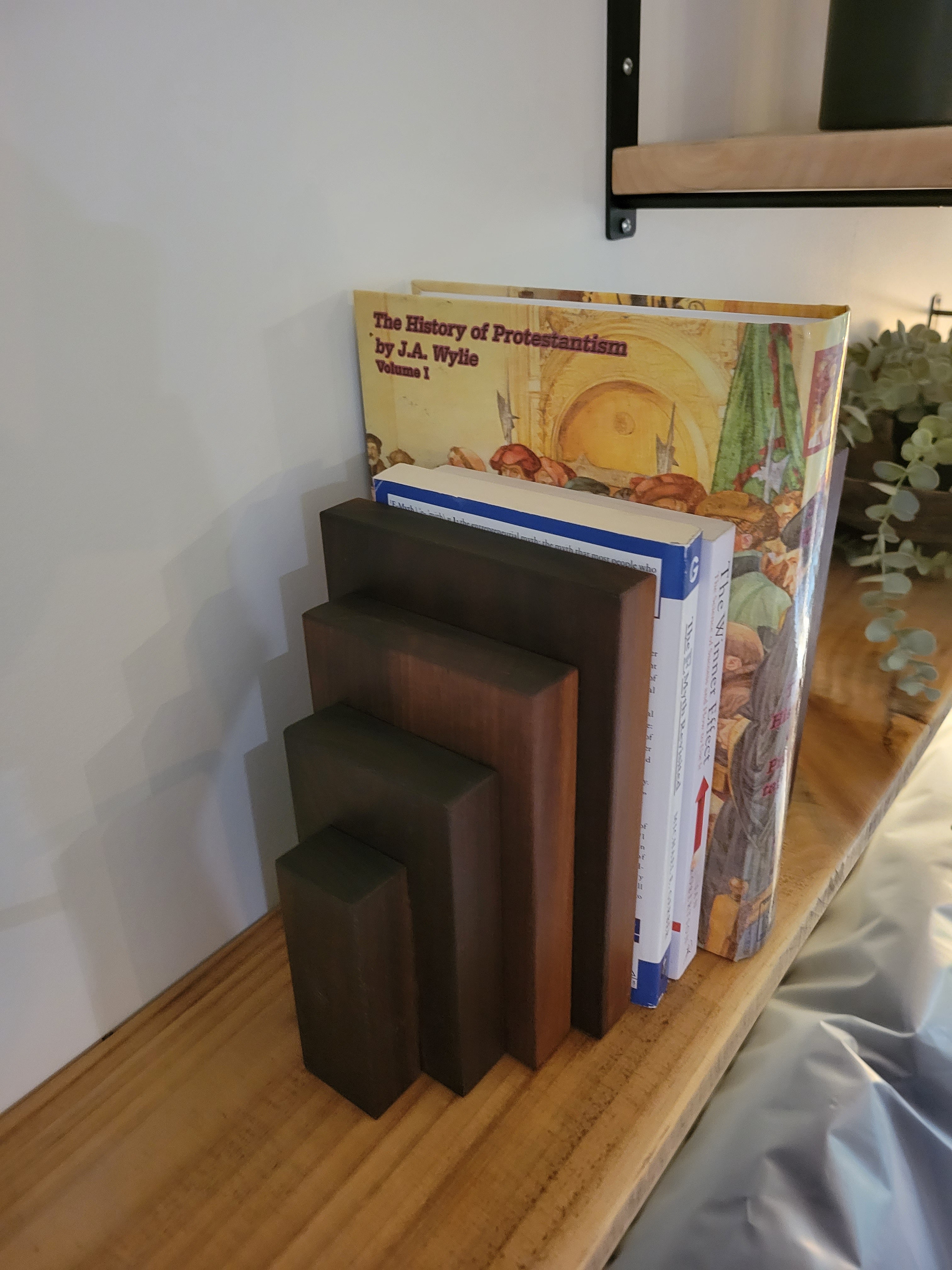 Walnut Wood Bookend Set Handmade Solid Wood Shelf Decor