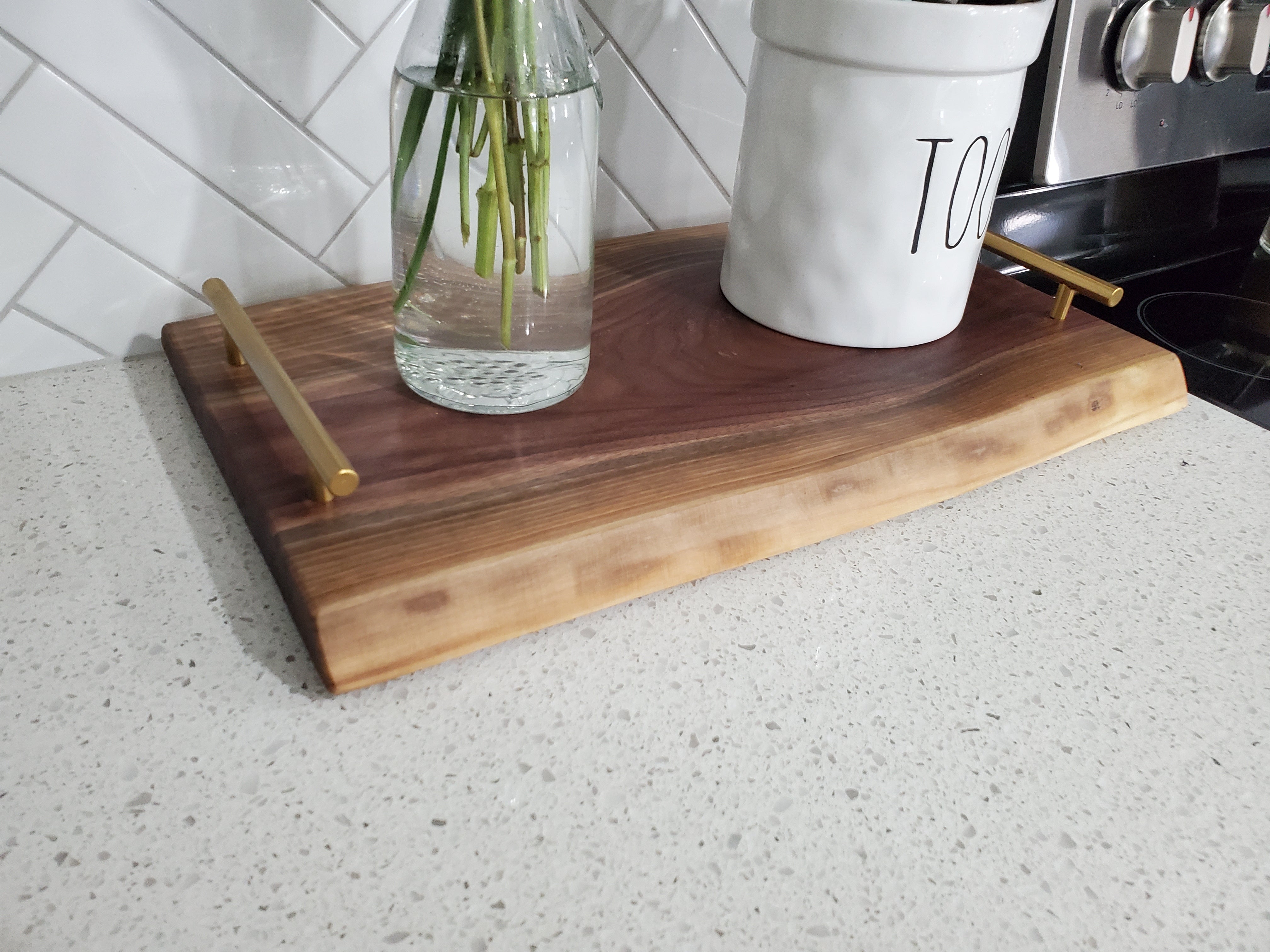 Serving Tray Board Live Edge Charcuterie Board For Serving Walnut Wood Food Tray For Dining