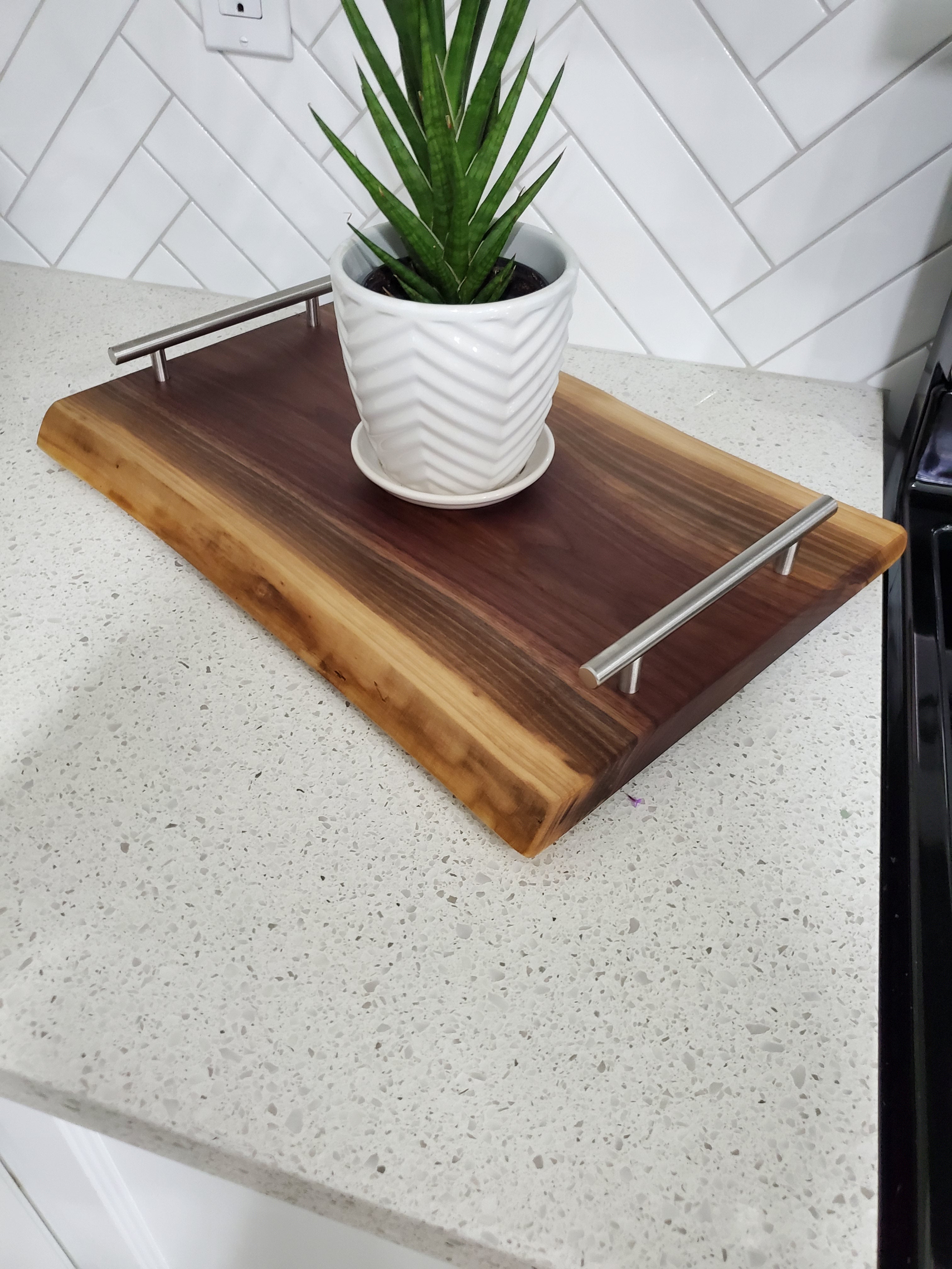 Serving Tray Board Live Edge Charcuterie Board For Serving Walnut Wood Food Tray For Dining