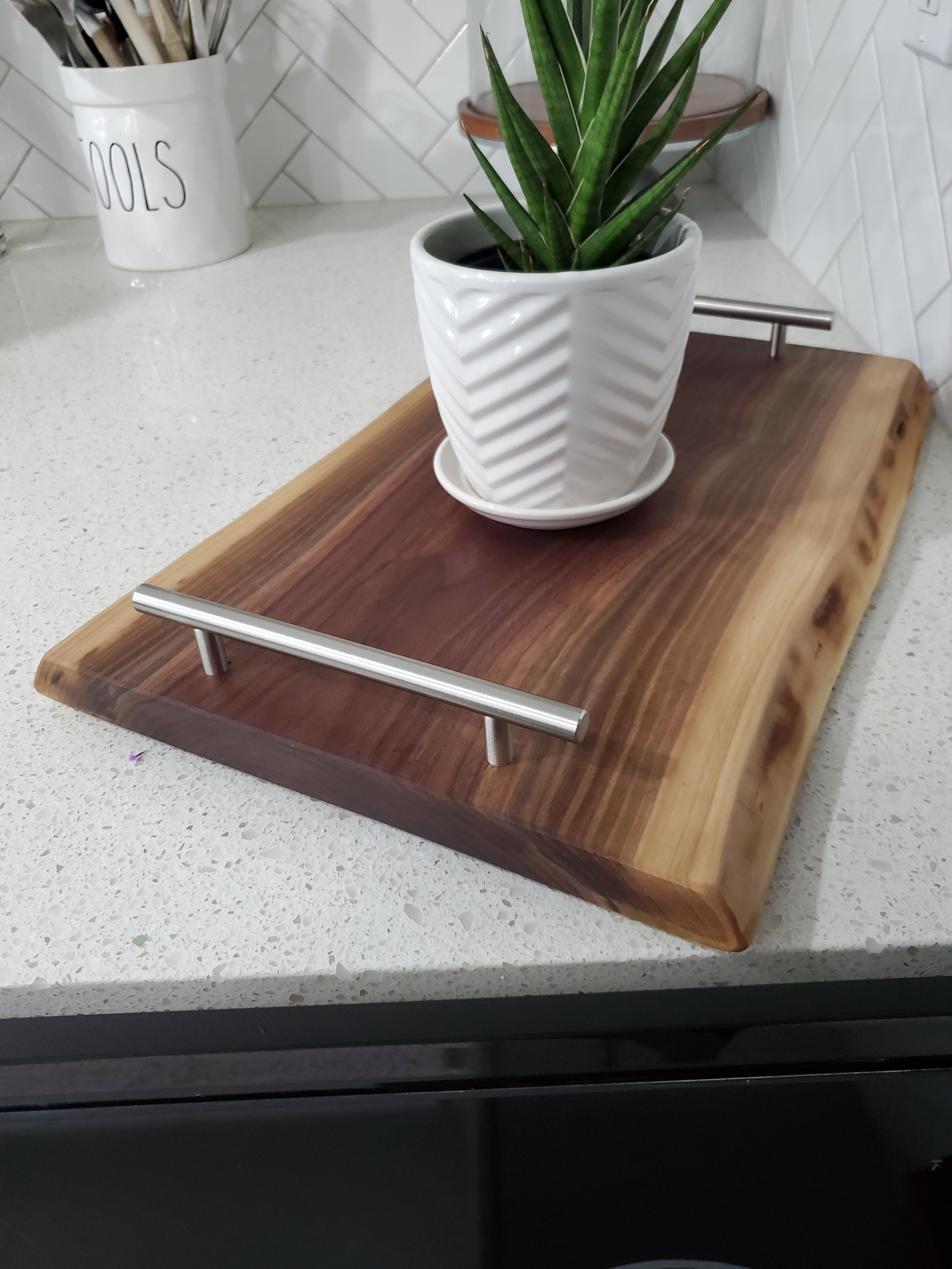 Serving Tray Board Live Edge Charcuterie Board For Serving Walnut Wood Food Tray For Dining