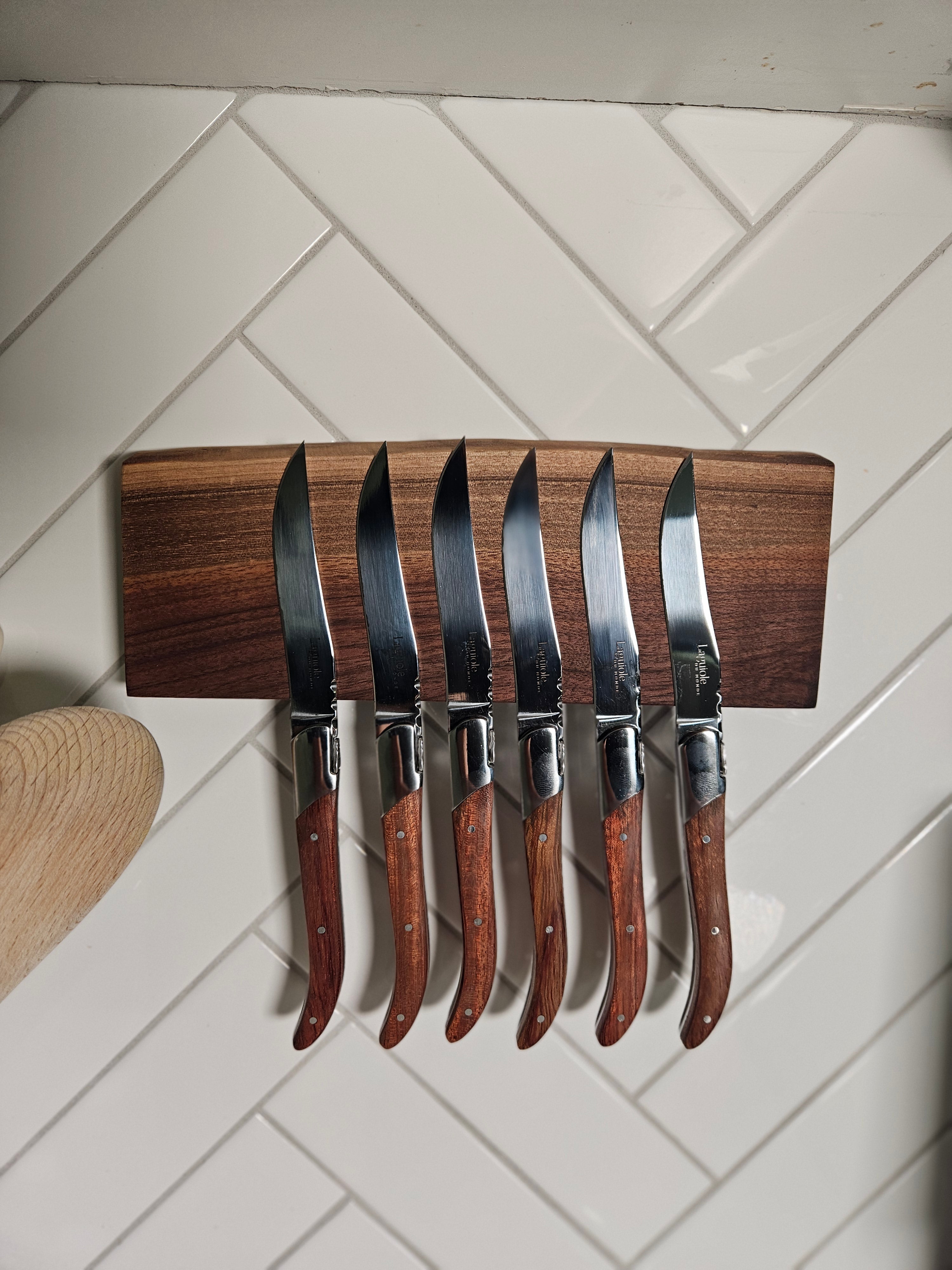 Live Edge Maple Wall Mounted Magnetic Knife Block