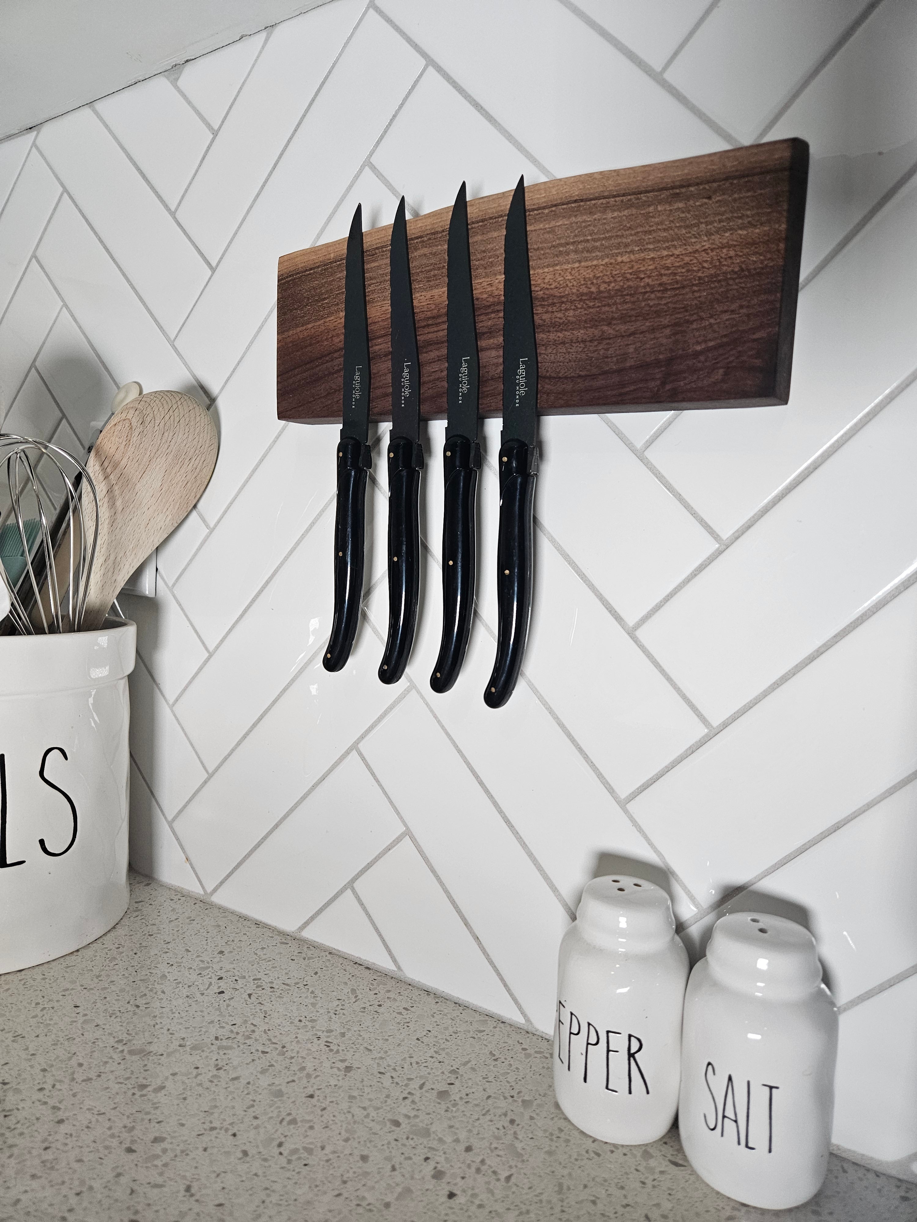 Live Edge Maple Wall Mounted Magnetic Knife Block