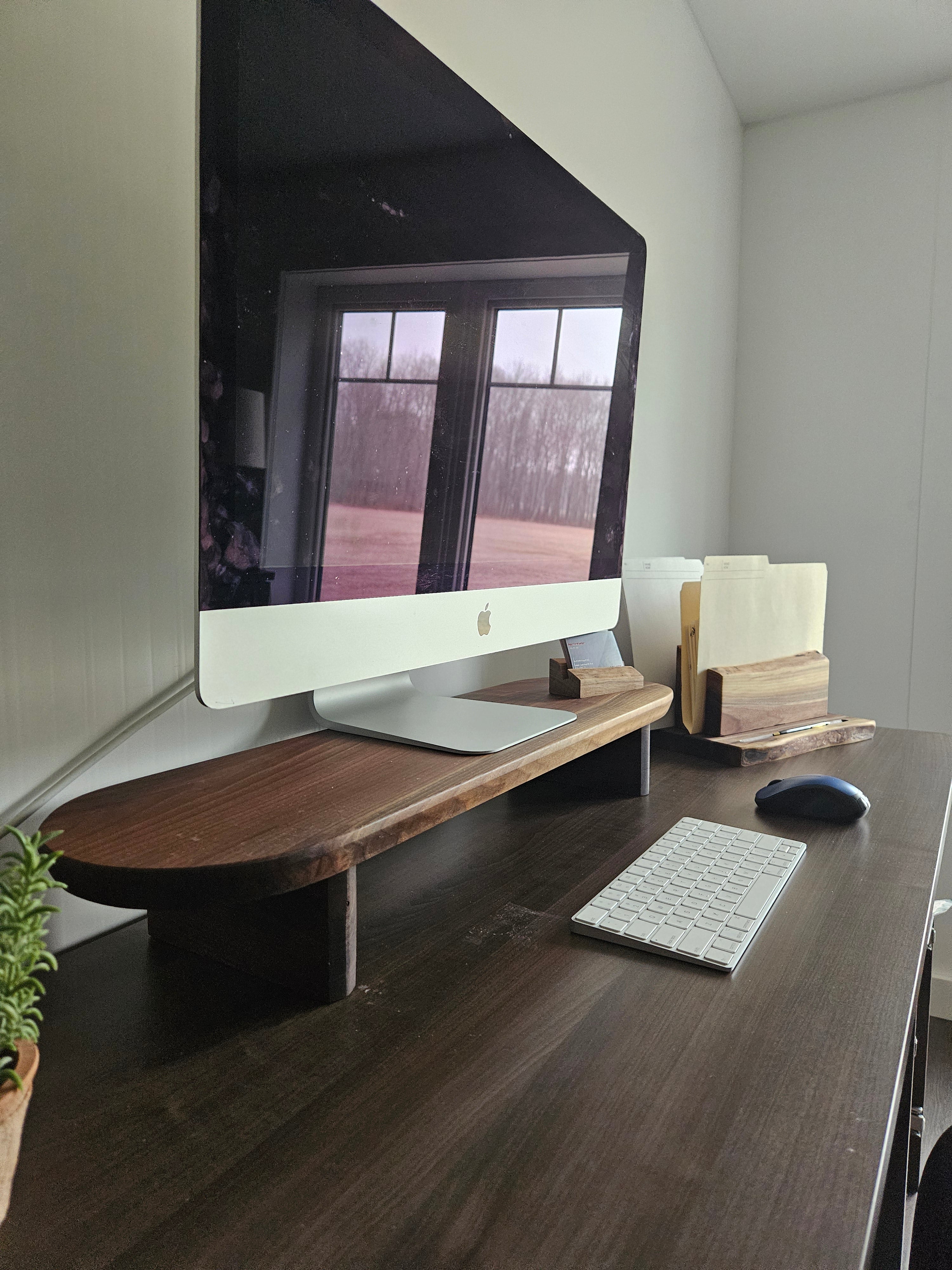 Modern Walnut Wood Monitor Stand