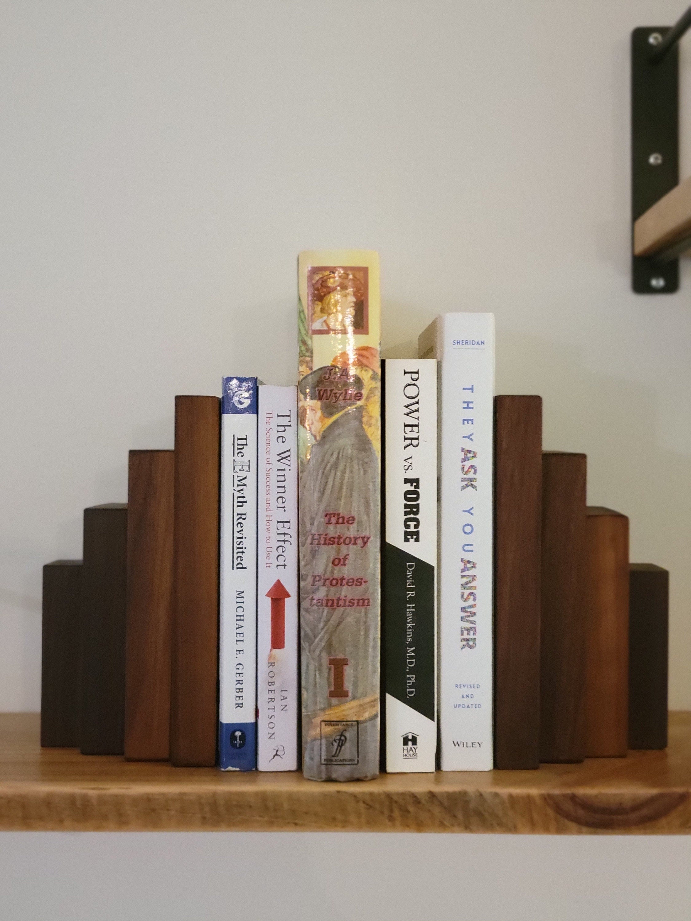 Walnut Wood Bookend Set Handmade Solid Wood Shelf Decor