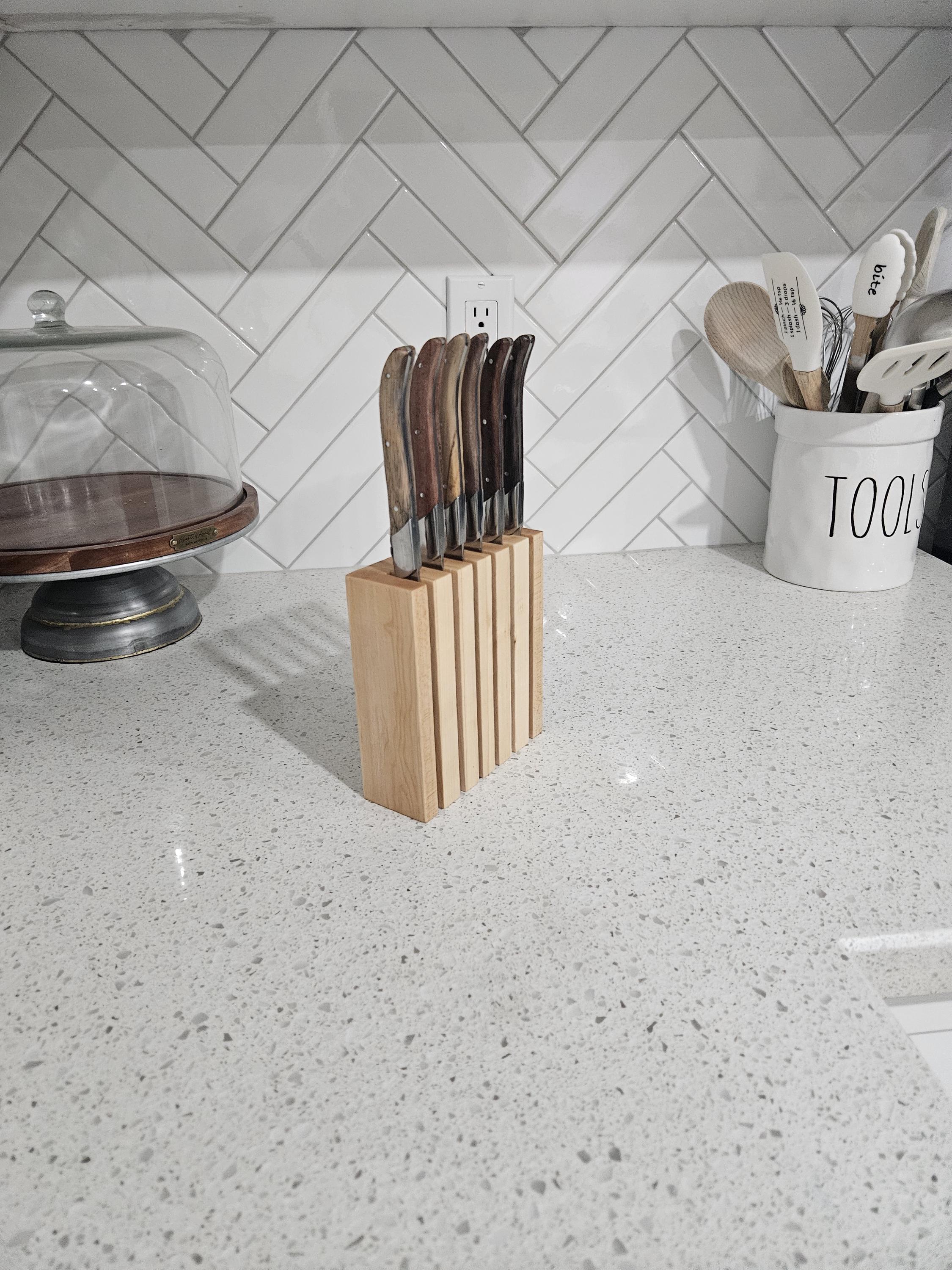 Walnut Steak Knives Magnetic Block