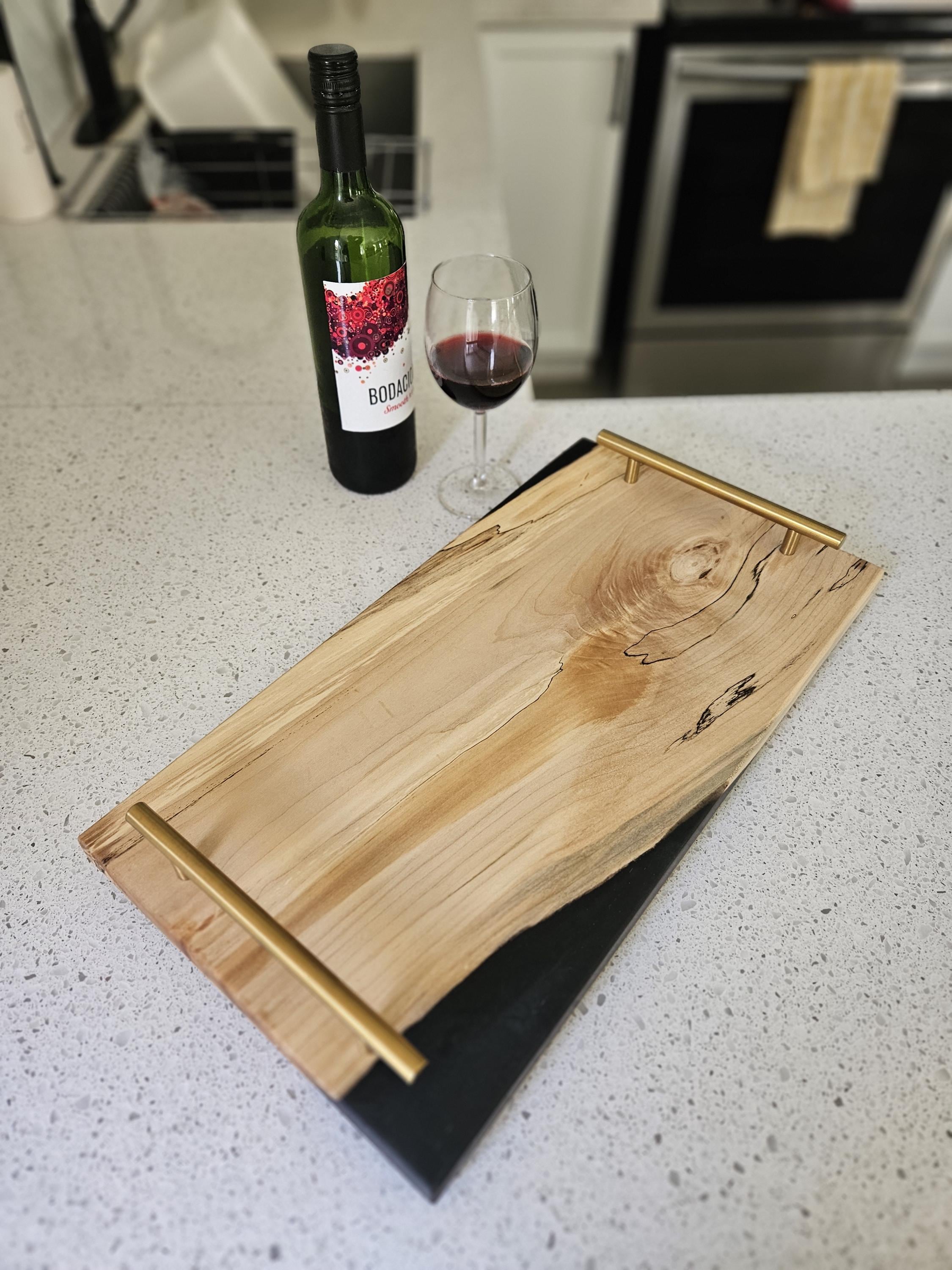 Charcuterie Board With Resin Serving Tray Maple Live Edge With Epoxy Charcuterie Tray