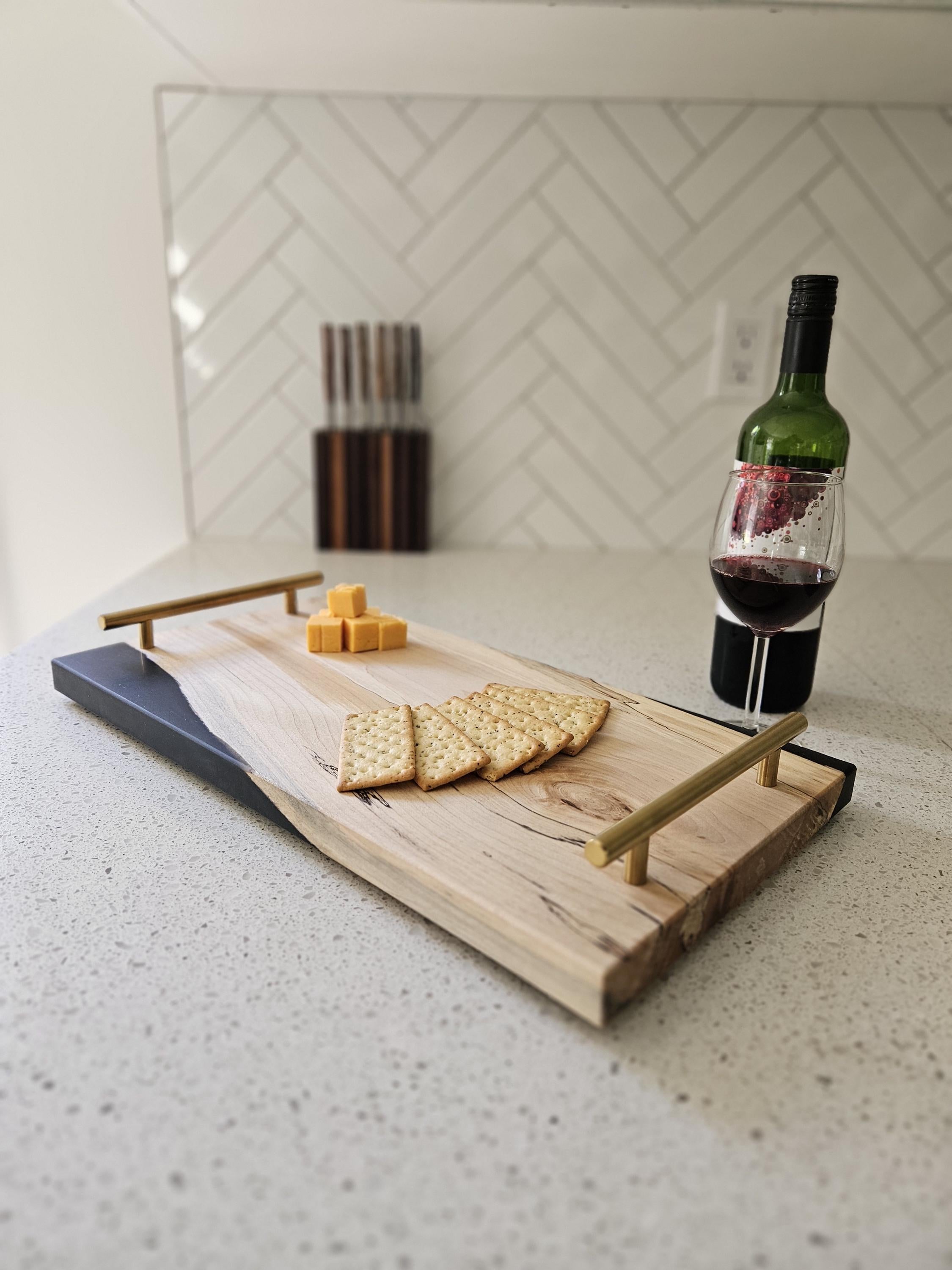 Charcuterie Board With Resin Serving Tray Maple Live Edge With Epoxy Charcuterie Tray