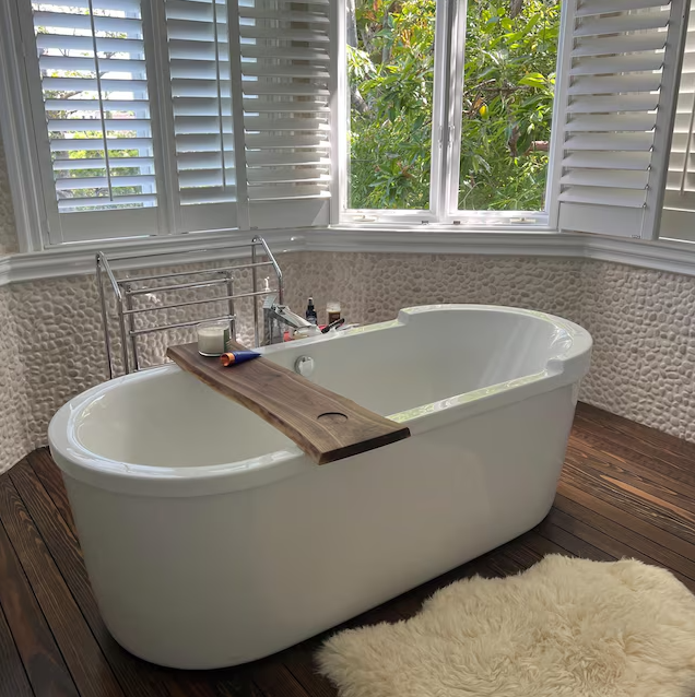 Live Edge Walnut Bath Tray Handmade Solid Wood Bathtub Caddy