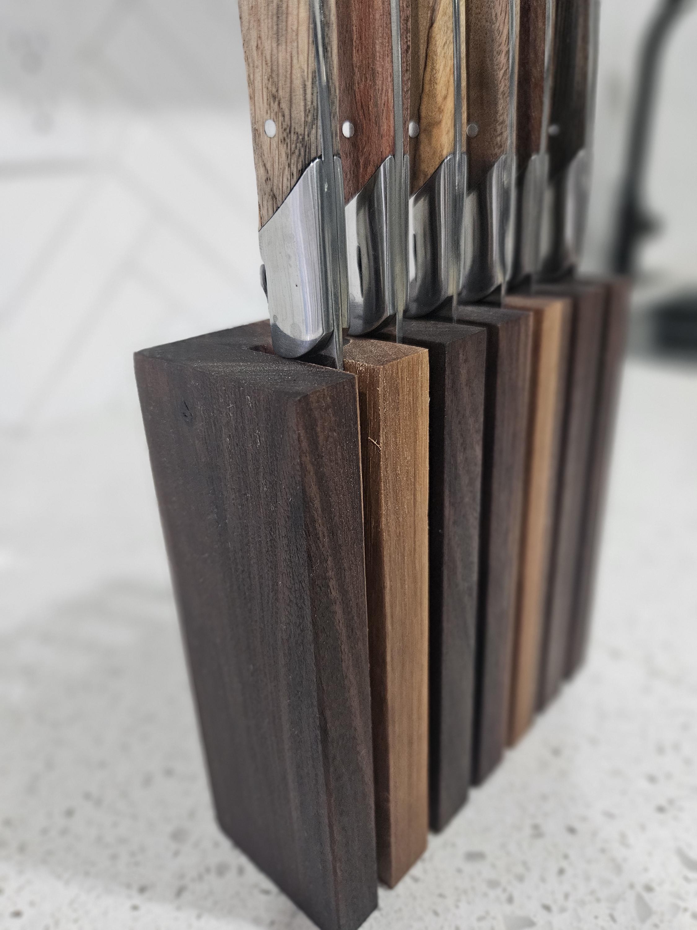 Walnut Steak Knives Magnetic Block