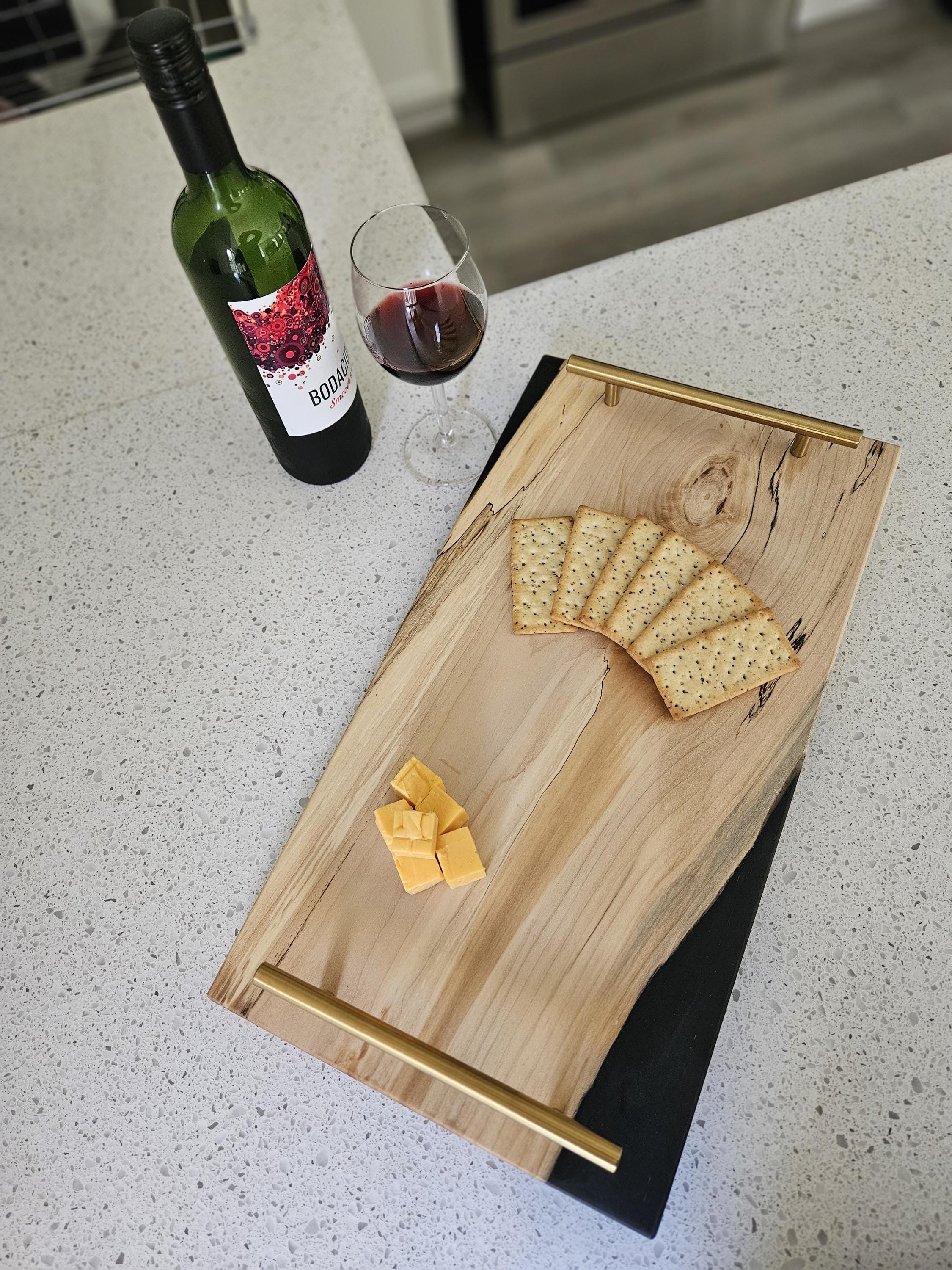 Charcuterie Board With Resin Serving Tray Maple Live Edge With Epoxy Charcuterie Tray