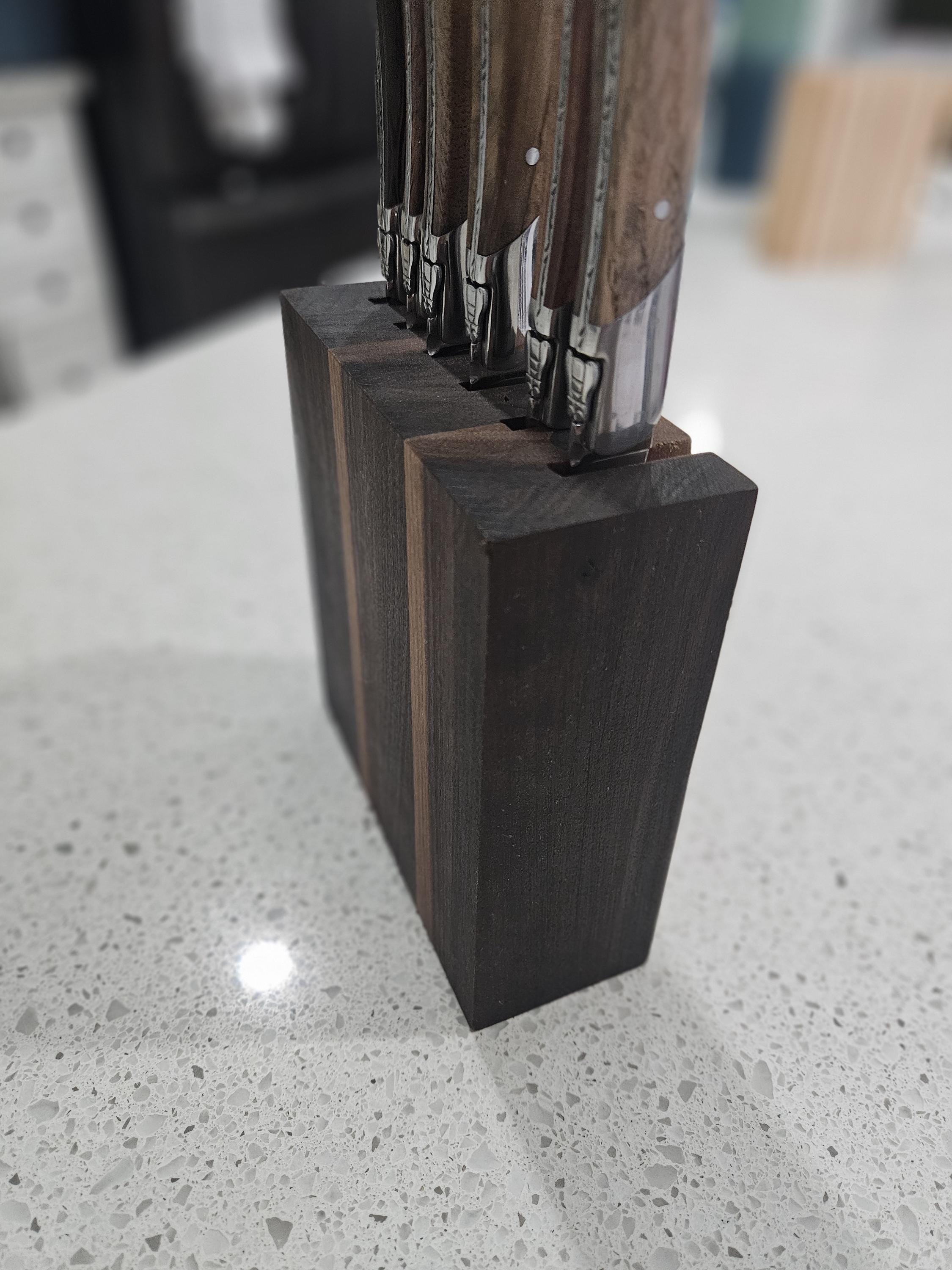 Walnut Steak Knives Magnetic Block
