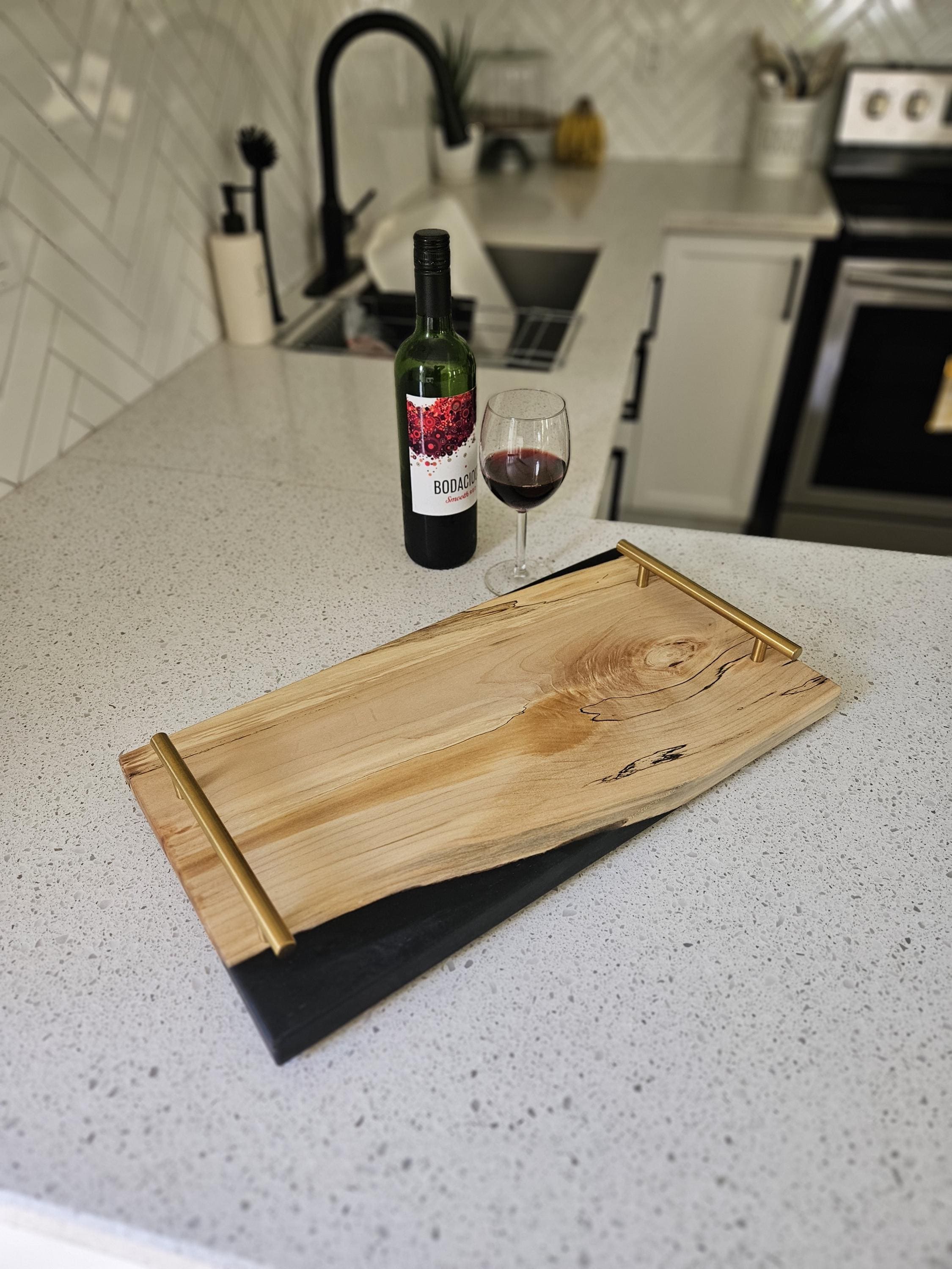 Charcuterie Board With Resin Serving Tray Maple Live Edge With Epoxy Charcuterie Tray