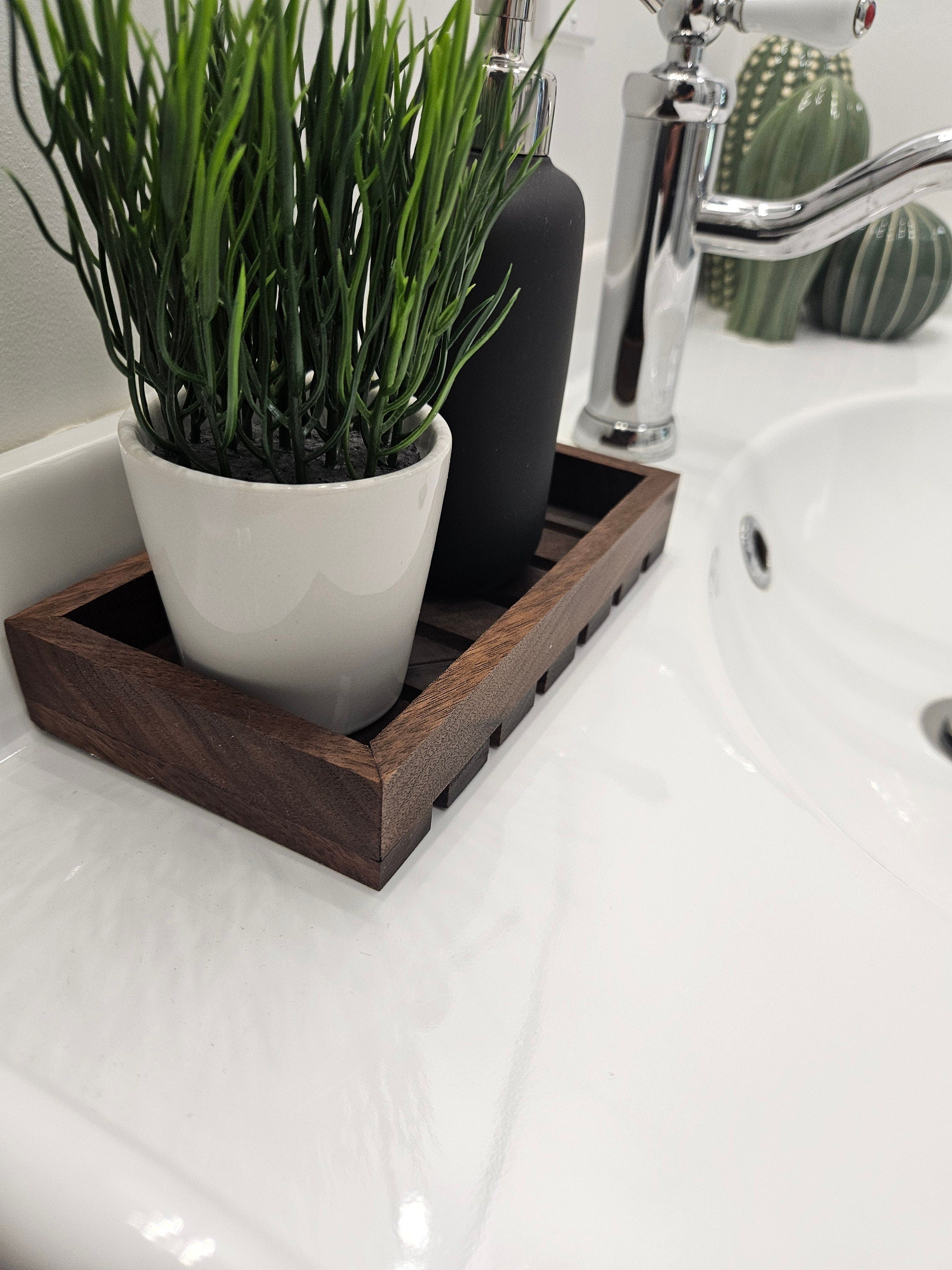 Walnut Wood Vanity Organizer Tray