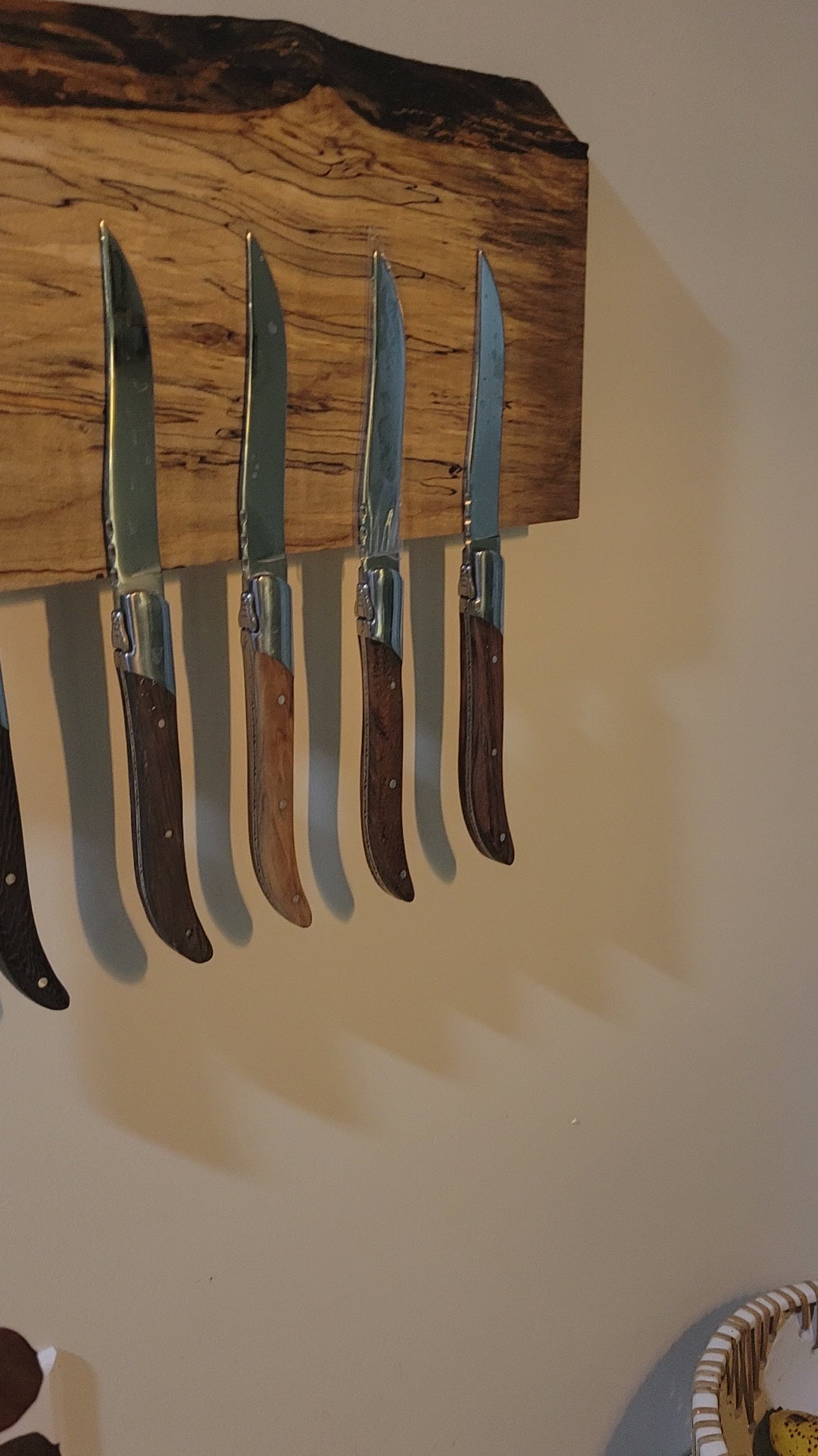 Live Edge Maple Wall Mounted Magnetic Knife Block