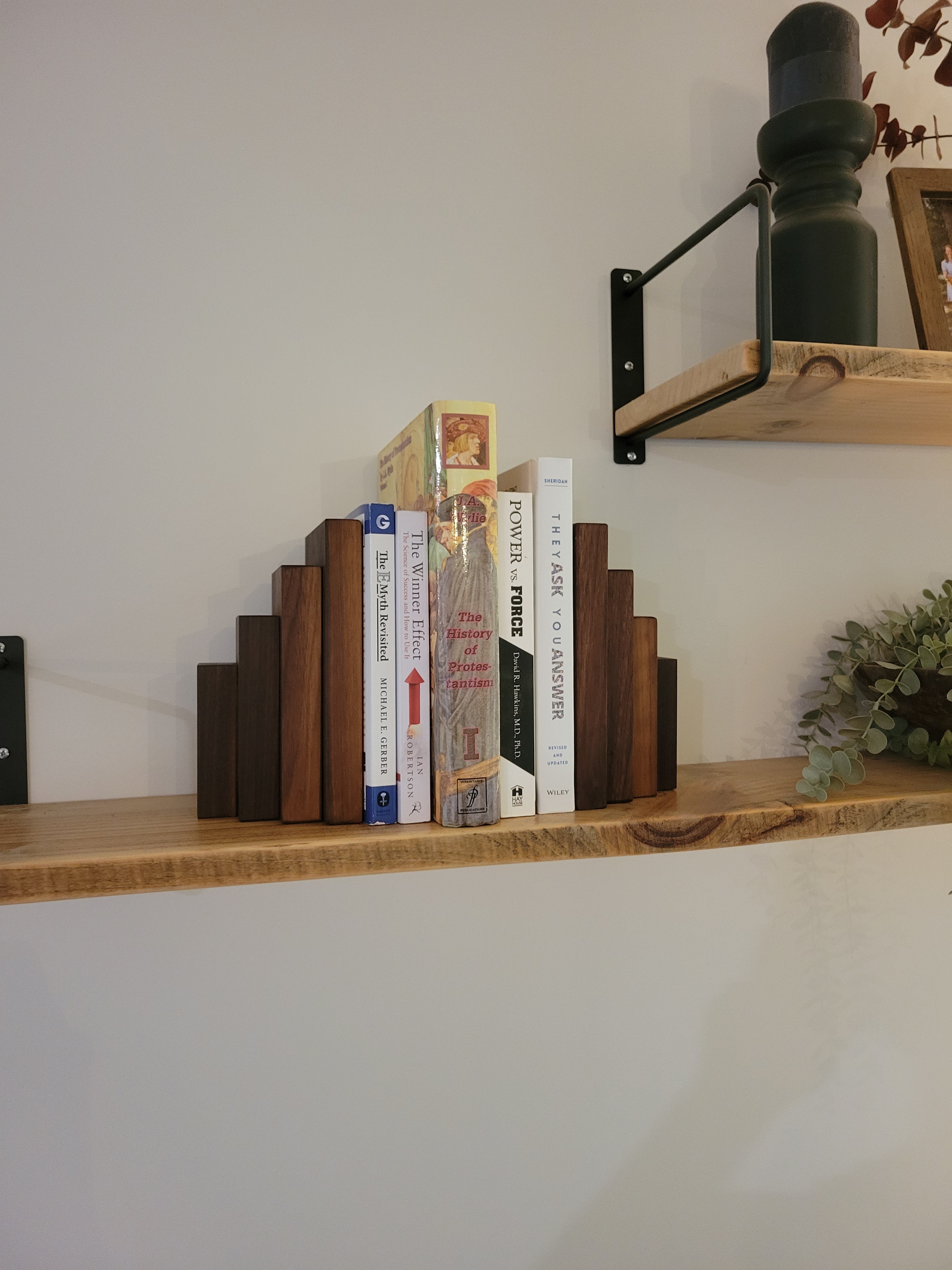 Walnut Wood Bookend Set Handmade Solid Wood Shelf Decor