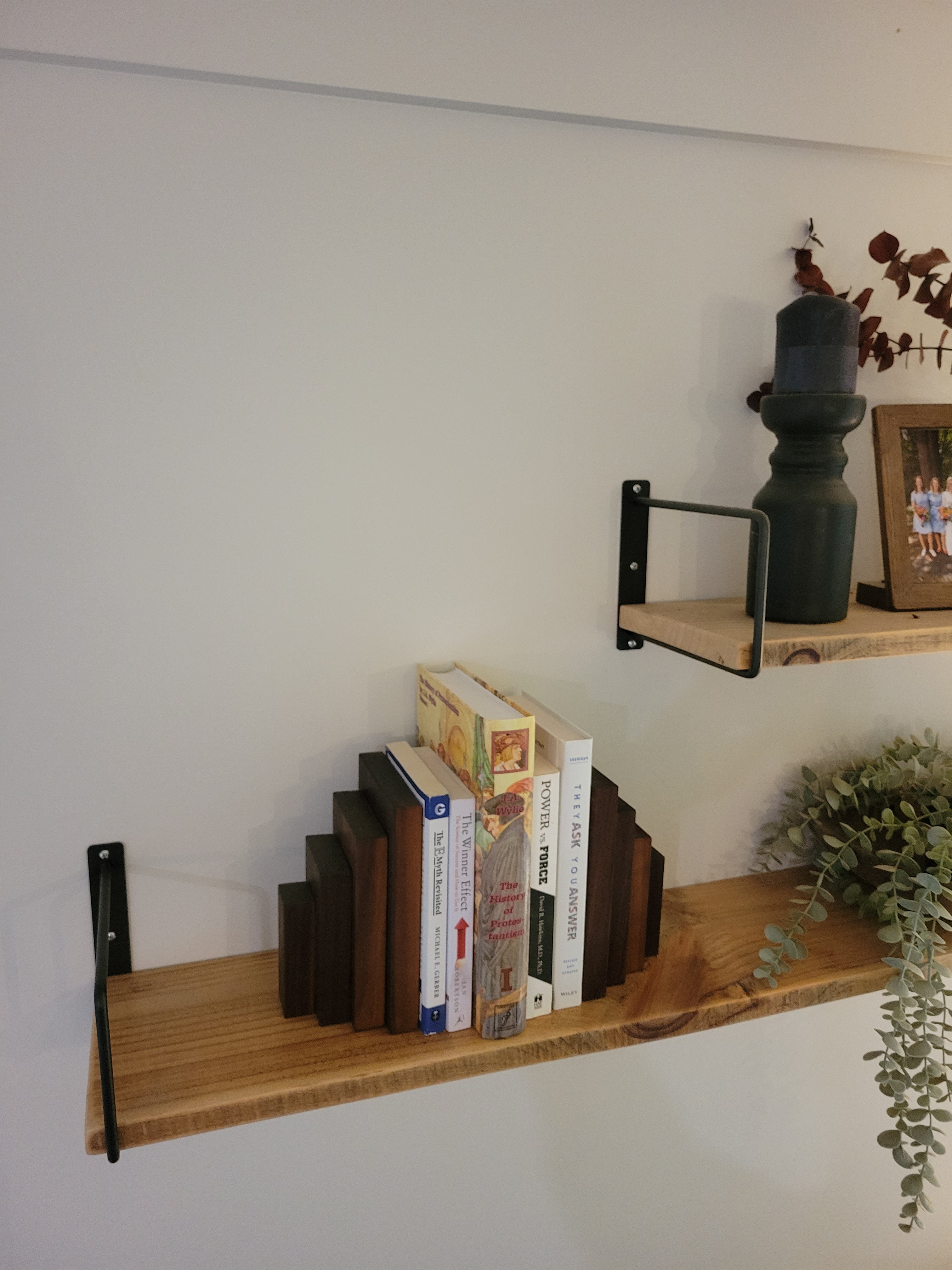 Walnut Wood Bookend Set Handmade Solid Wood Shelf Decor